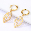 Simple Leaf Stainless Steel Hoop Earrings RL4591-2