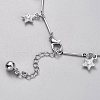 Brass Textured Star Charm Anklets AJEW-B005-04P-3