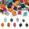 40Pcs 8 Colors Dyed Natural Dragon Veins Agate Nuggets Connector Charms PALLOY-CJ00042-1