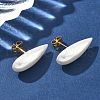 304 Stainless Steel Plastic Imitation Pearl Stud Earrings EJEW-R030-01G-01-2