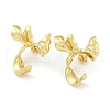 Rack Plating Brass Bowknot Stud Earrings Findings EJEW-K263-12G-1