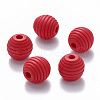 Painted Natural Wood Beehive European Beads WOOD-Q040-019A-A07-2