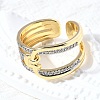 Brass Micro Pave Cubic Zirconia Open Cuff Rings RJEW-D313-11PG-3
