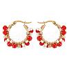 Handmade Glass Crystal Imitation Pearl Hoop Earrings HL6651-1-2