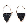 Synthetic Turquoise Triangle Dangle Hoop Earrings G-S359-363A-2