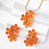 Flower Iron Stud Earring & Pendant Necklaces Sets for Women WG30632-02-1