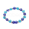 Lampwork Evil Eye & Brass Stretch Bracelet for Women BJEW-JB08386-02-1