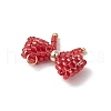 Glass Seed Beaded Bowknot Pendants PALLOY-MZ00564-03-4