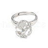 Rhodium Plated 925 Sterling Silver Micro Pave Clear Cubic Zirconia Adjustable Ring Components STER-NH0017-02P-2