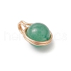 Copper Wire Wrapped Natural Mashan Jade & Natural Malaysia Jade & Natural Tiger Eye & Natural Green Aventurine & Natural Quartz Round Charms PALLOY-JF03409-4