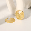 Stylish Stainless Steel Textured Flat Round Hoop Earrings LQ5227-2