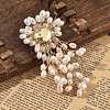 Tassels Alloy Plastic Imitation Pearl Brooches for Backpack Clothes JEWB-A030-02G-2