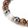 Natural Gemstone & Lava Rock & Howlite & Synthetic Hematite Round Beaded Stretch Bracelet BJEW-JB08180-6