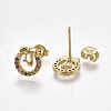 Brass Micro Pave Cubic Zirconia(Random Mixed Color) Ear Studs EJEW-S201-93-2