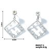 Geometric Hollow Design Brass Pave Clear Cubic Zirconia Stud Earrings SQ8003-1-2