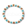 Synthetic Turquoise & Round Wood Beads Stretch Bracelets for Men Women BJEW-JM11833-01-2