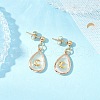 3Pcs Brass Natural Paua Shell Teardrop Dangle Stud Earrings EJEW-JE06408-4