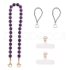 Natural Amethyst & 304 Stainless Steel Round Beaded Mobile Straps HJEW-SW00043-06-1
