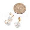 Cat Shape & Paw Print Brass Natural White Shell Dangle Stud Earrings EJEW-TA00644-3