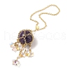 Natural Amethyst with Rack Plating Brass Pendants Decorations AJEW-B023-01G-05-3