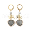 Natural Mixed Gemstone Heart & Bowknot Drop Earrings EJEW-JE05388-6