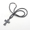 Trendy Unisex Holly Jewelry Grade A Non-Magnetic Synthetic Hematite Beaded Cross Pendant Necklaces NJEW-M013-04-1