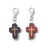 2Pcs Natural Wood Cross Pendant Decorations HJEW-JM03264-2