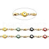 Enamel Flat Round with Evil Eye Link Chains CHS-G021-01G-02-2