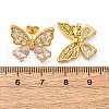Brass Micro Pave Clear Cubic Zirconia Stud Earrings EJEW-D322-02G-5
