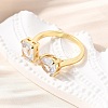 Brass Micro Pave Cubic Zirconia Cuff Rings for Women RJEW-F181-08G-01-5