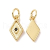 Rack Plating Brass Micro Pave Black Cubic Zirconia Charms ZIRC-C042-13G-1