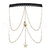 304 Stainless Steel Cable Chains & Electroplated Shell Pendant Tassel Thigh Leg Chains AJEW-AN00649-02-2