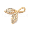 Brass Micro Pave Clear Cubic Zirconia Charms KK-B130-03G-03-2