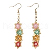 Star Glass Seed Braided Dangle Earrings EJEW-MZ00107-1