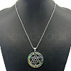 Alloy Pave Natural Colorful Abalone Shell Pendant Vintage Statement Necklaces HC0064-1-1
