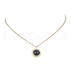 Natural Lapis Lazuli(Dyed) & Seed Flower Pendant Necklace NJEW-MZ00019-01-4