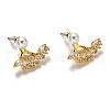 Brass Micro Pave Clear Cubic Zirconia Front Back Stud Earrings EJEW-H123-03G-1