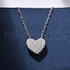 925 Sterling Silver Micro Pave Clear Cubic Zirconia Heart Pendant Necklaces for Women NJEW-D316-04P-1