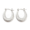 Texture Teardrop 304 Stainless Steel Hoop Earrings for Women EJEW-C067-06P-1