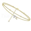 Heart & Letter Brass Crystal Rhinestone Charm Double Layer Anklets FS-WG6749C-11-1