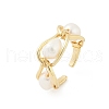 Brass Pearls Open Cuff Rings for Women KK-D301-04G-2