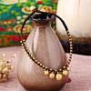 Ethnic Style Brass Bell Charm Braided Waxed Cord Adjustable Anklets for Women FS-WG2B00D-01-3