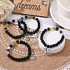 Natural Obsidian & Mixed Stone Round Beads Stretch Bracelet BJEW-JB07060-3