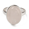 Natural Rose Quartz Oval Adjustable Rings RJEW-K371-07S-23-3