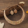 Oval Alloy Paillette Choker & Dangle Earring Sets FS-WG10B0F-08-1