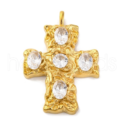 304 Stainless Steel Micro Pave Cubic Zirconia Pendants STAS-Z096-01G-01-1