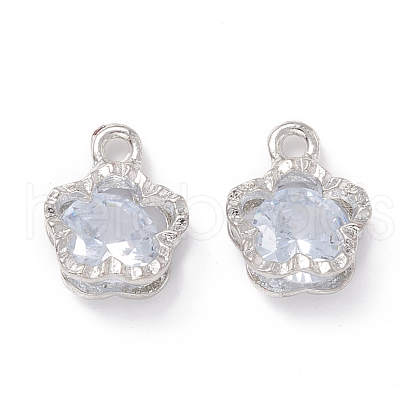 Alloy Clear Cubic Zirconia Charms ZIRC-A022-06P-1