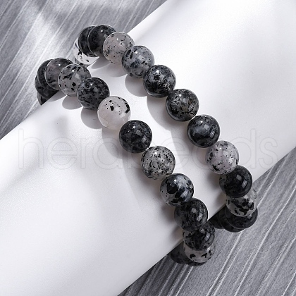 Natural Tourmaline Round Beaded Stretch Bracelets for Men Women BJEW-G743-01B-1