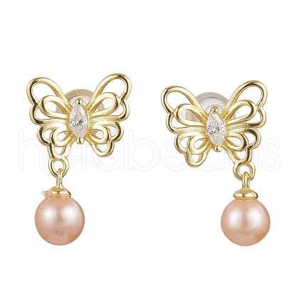 Mother's Day Jewellery Natural Pearl Ear Studs EJEW-P286-49G-1