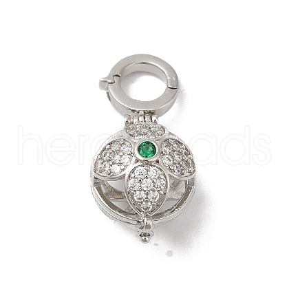 Rack Plating Brass Micro Pave Cubic Zirconia Fold Over Clasps KK-A222-02B-P-1